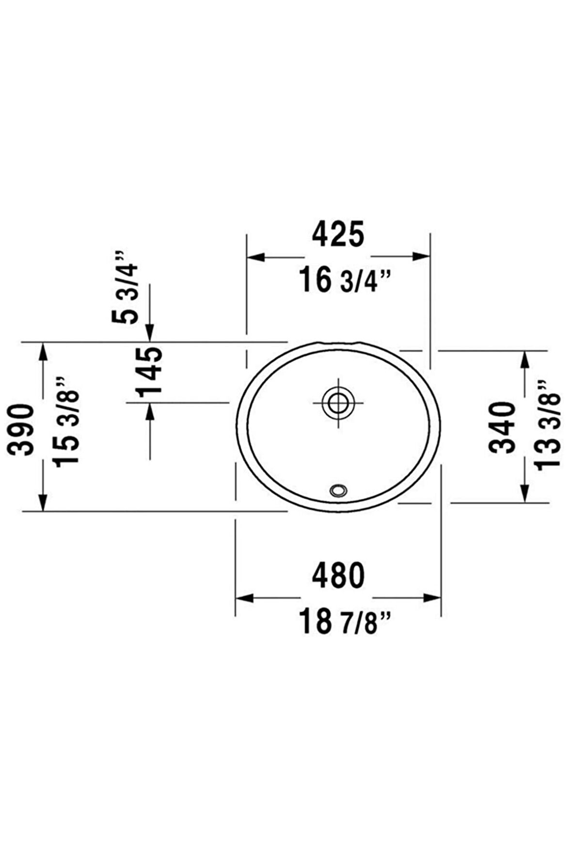 Duravit Dune Tezgahaltı Lavabo 42,5 X 34 cm, Alpin Beyaz 0481460000